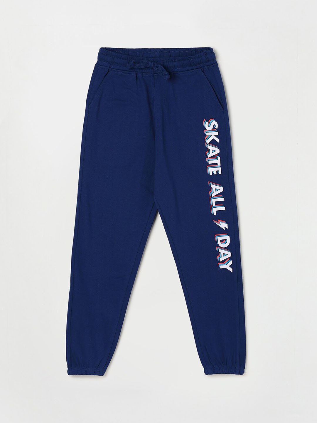

Fame Forever by Lifestyle Boys Mid-Rise Printed Cotton Slim-Fit Joggers, Navy blue