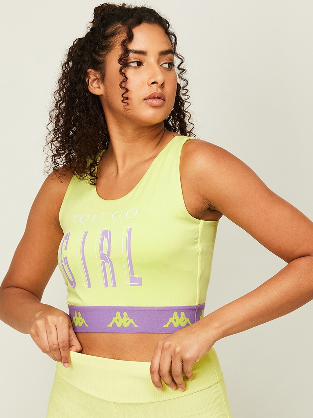 

Kappa Typography Print Sleeveless Tank Crop Top, Yellow
