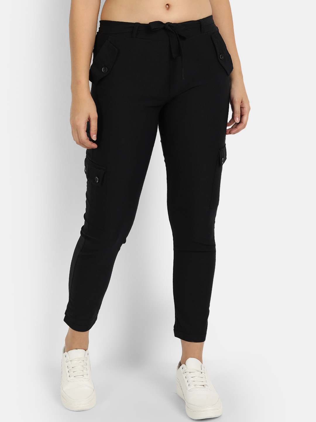 

BROADSTAR Women Black Comfort Skinny Fit Easy Wash Cotton Trousers