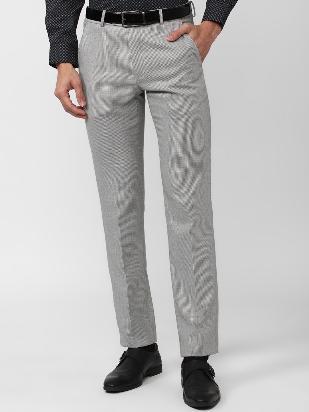 

Van Heusen Men Mid-Rise Slim Fit Formal Trousers, Grey