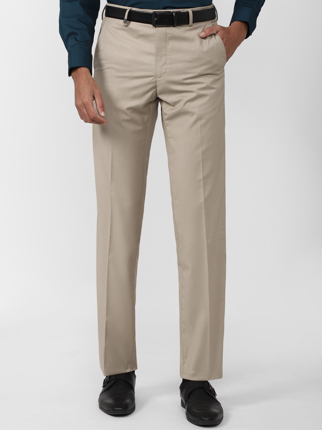 

Van Heusen Men Regular Fit Mid-Rise Formal Trousers, Beige