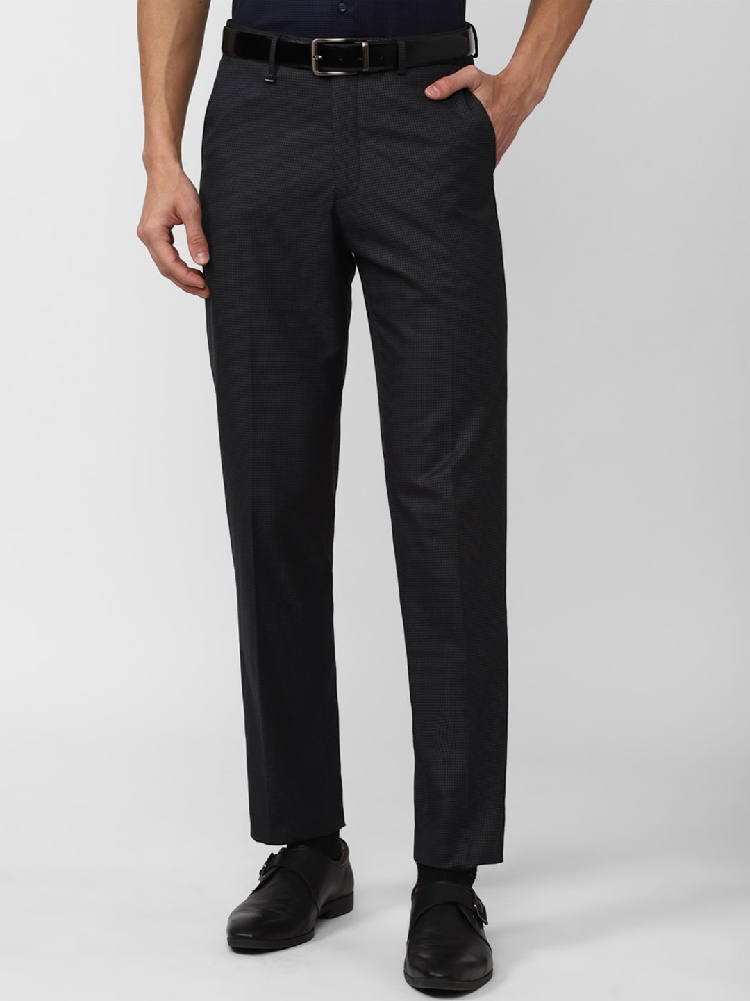 

Van Heusen Men Mid-Rise Formal Trousers, Black