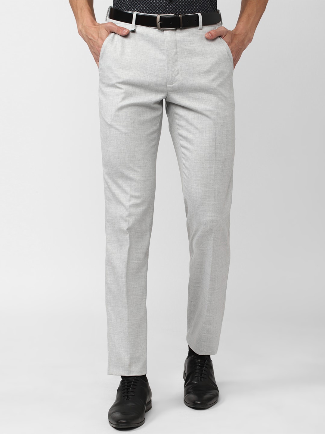 

Van Heusen Men Mid-Rise Slim Fit Formal Trousers, Grey