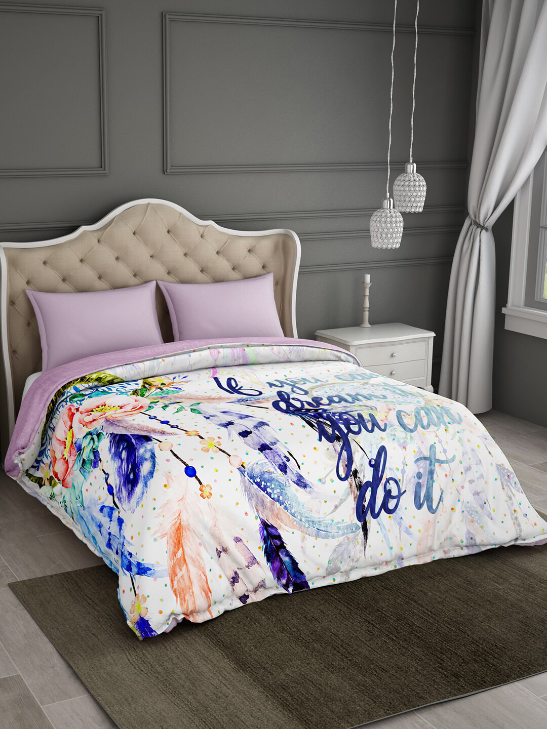 

SPACES Calli Art Blue & White AC Room 300 GSM Double Bed Comforter