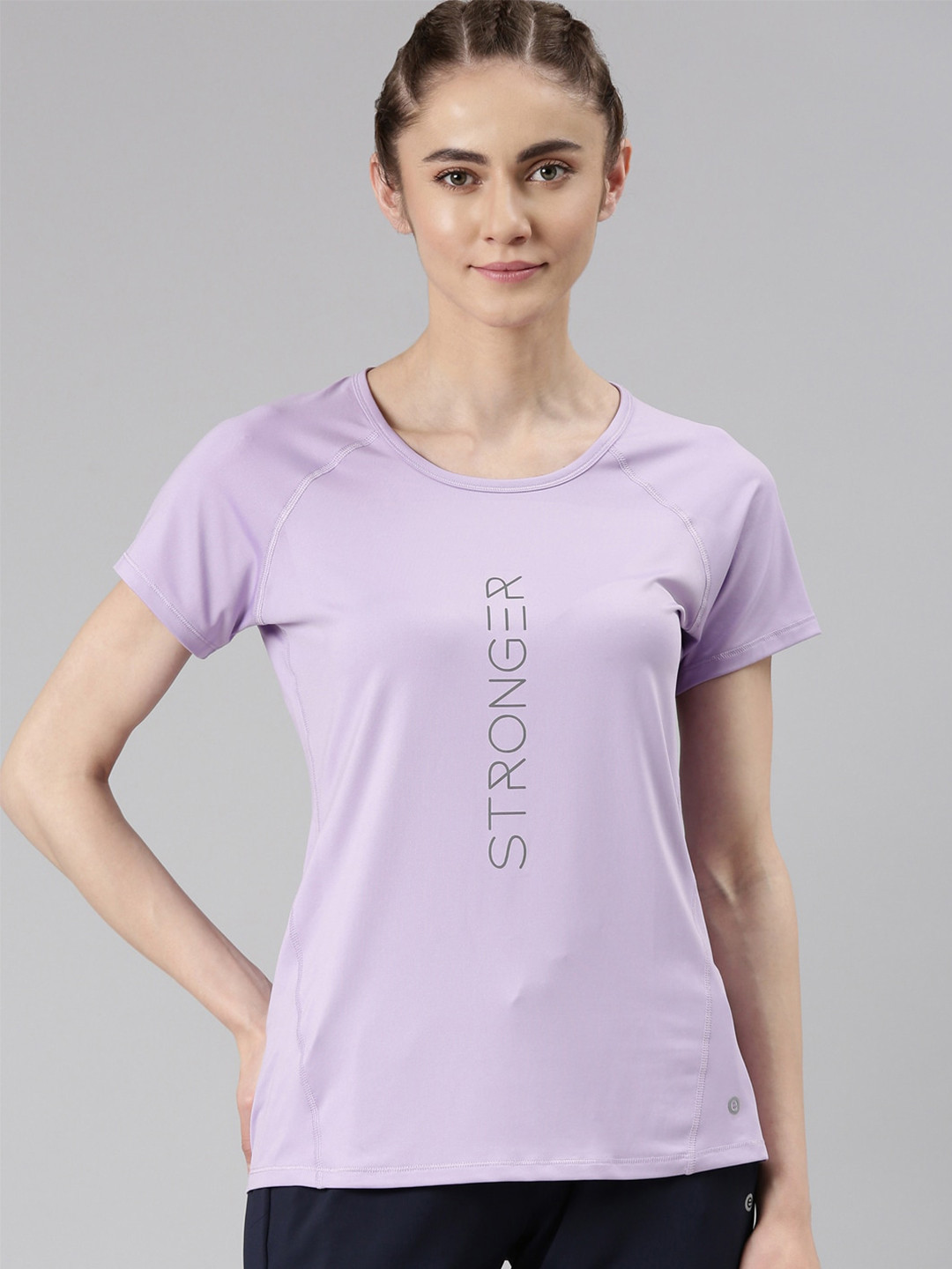 

Enamor Typography Printed Cotton Dry-Fit Antimicrobial Relaxed Fit T-shirt, Purple