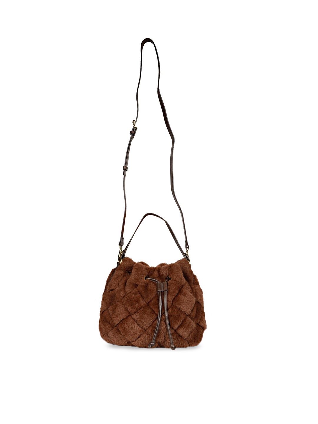 

Saint G Brown Textured Leather Bucket Handheld Bag