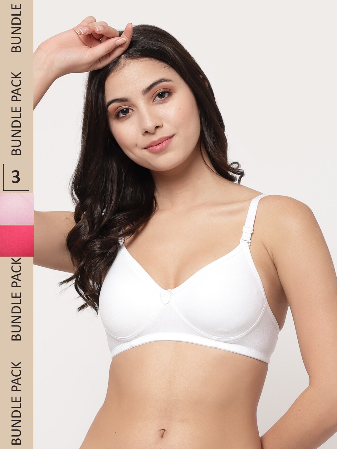 

College Girl Pack Of 3 Cotton Lightly Padded Full Coverage All Day Comfort Seamless Bra, White