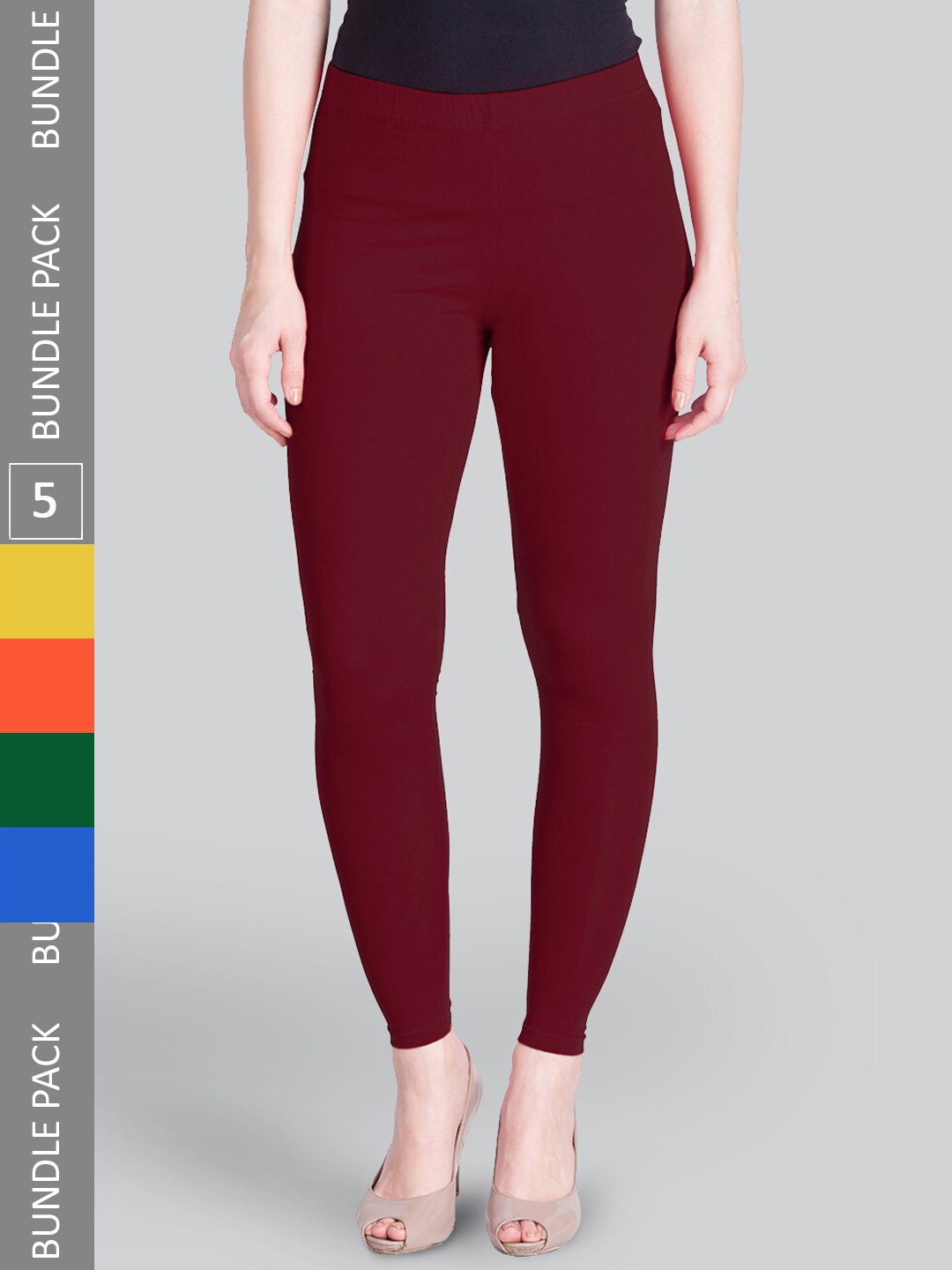 

LYRA Pack Of 5 Ankle-Length Leggings, Orange