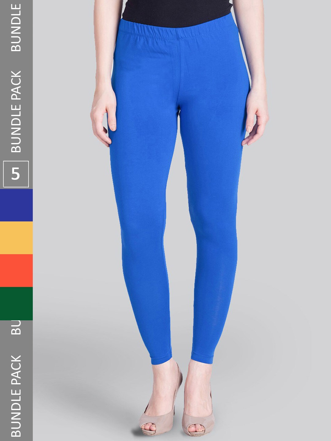 

LYRA Pack Of 5 Ankle-Length Leggings, Blue