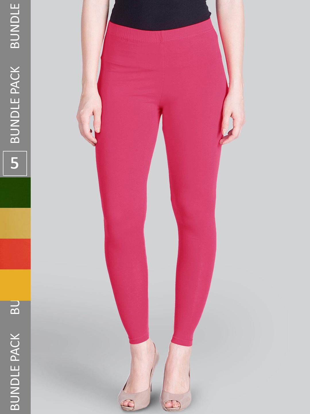 

LYRA Pack Of 5 Ankle-Length Leggings, Pink