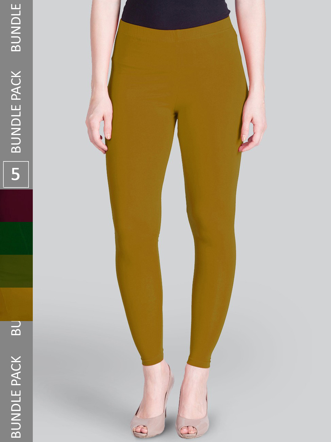 

LYRA Pack Of 5 Ankle-Length Leggings, Green