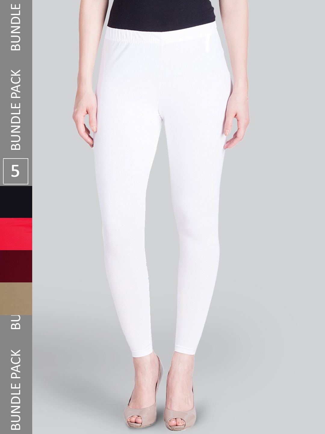 

LYRA Pack Of 5 Ankle Length Leggings, White