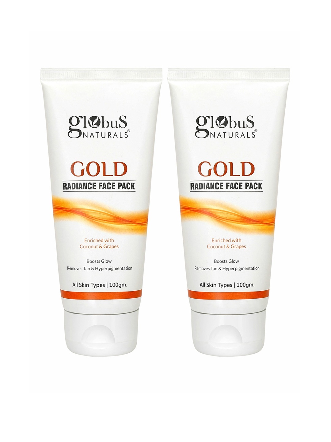 

Globus naturals Set of 2 Gold Radiance Face Pack with Coconut & Grapes - 100 g Each, White