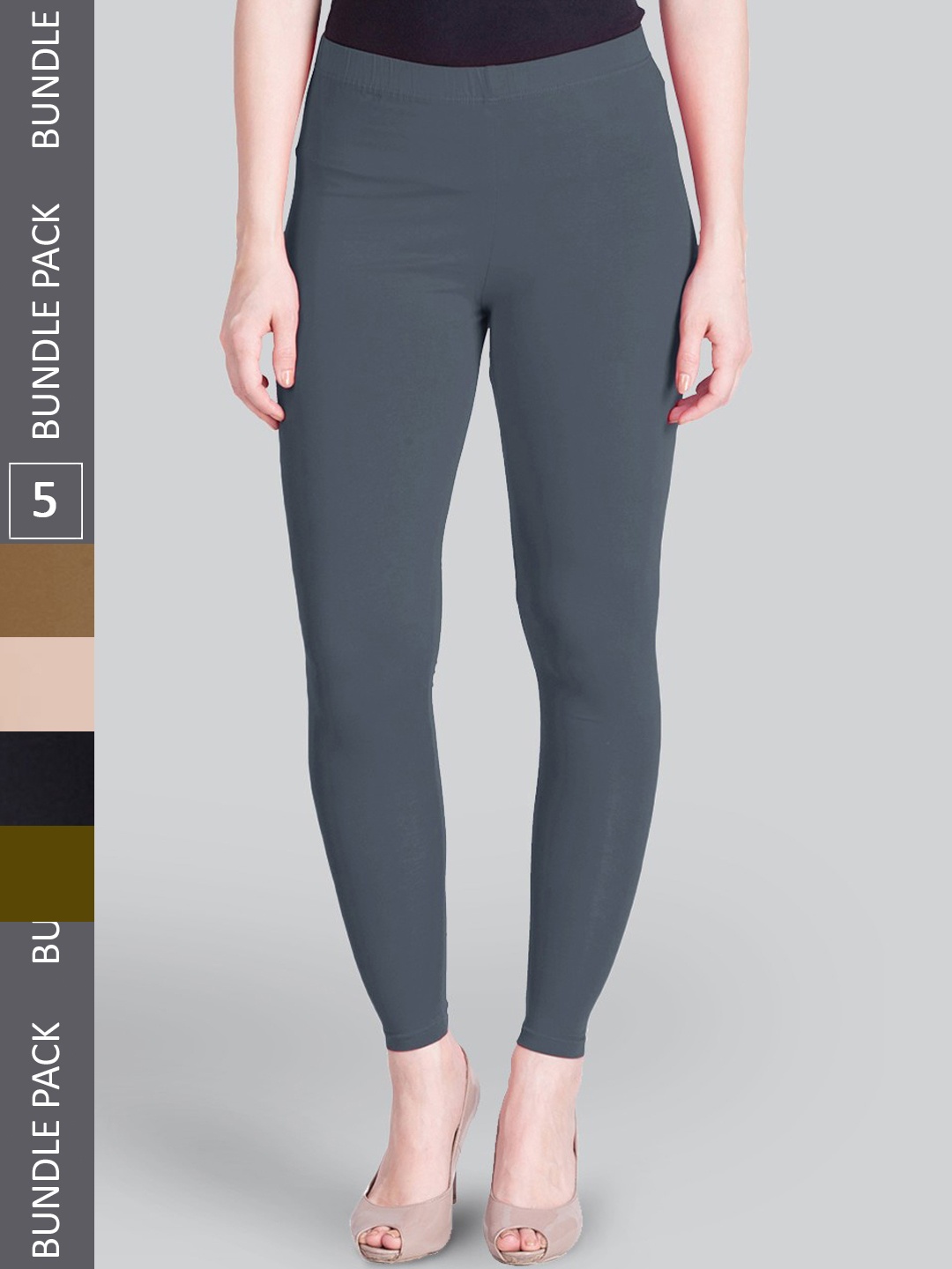 

LYRA Pack of 5 Ankle-Length Leggings, Black
