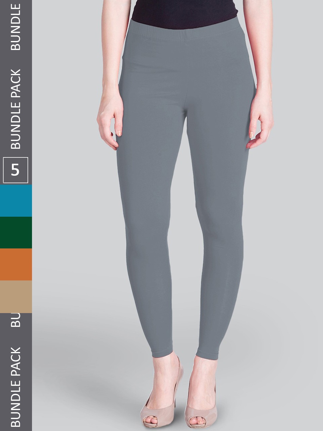 

LYRA Premium Pack Of 5 Ankle Length Leggings, Blue