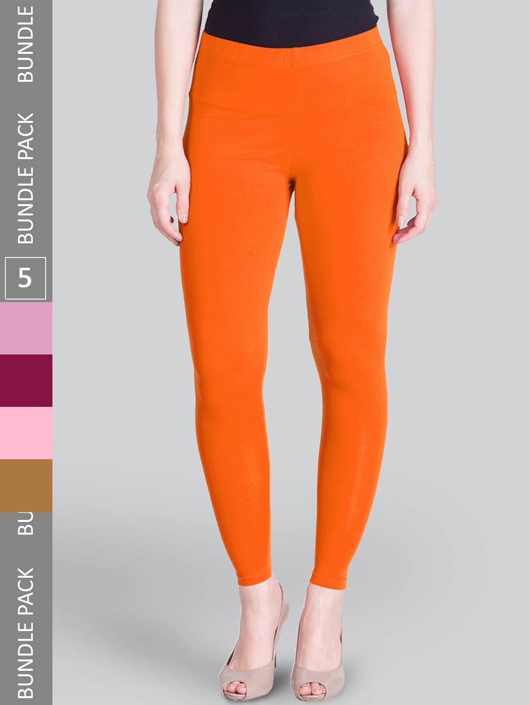 

LYRA Pack Of 5 Ankle Leggings, Orange