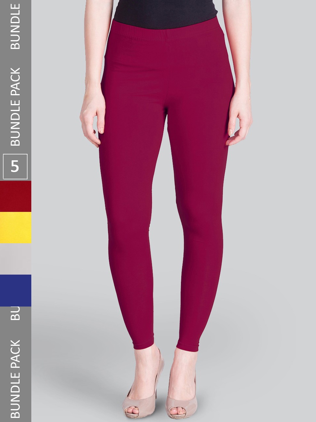 

LYRA Pack Of 5 Ankle-Length Leggings, Yellow