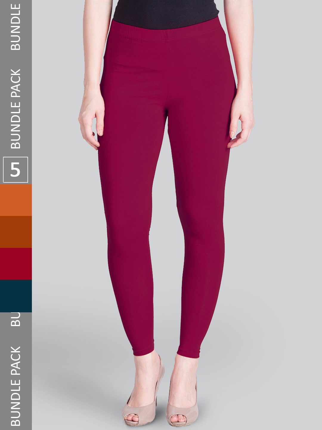 

LYRA Premium Pack Of 5 Ankle Length Leggings, Orange