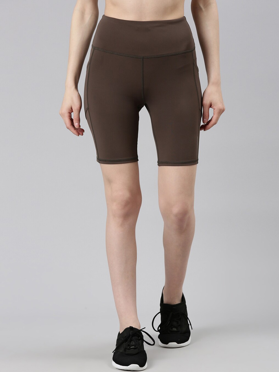 

Enamor Women Dry Fit Antimicrobial High-Waist Knee-Length Active Tights A701 Olive Night, Brown