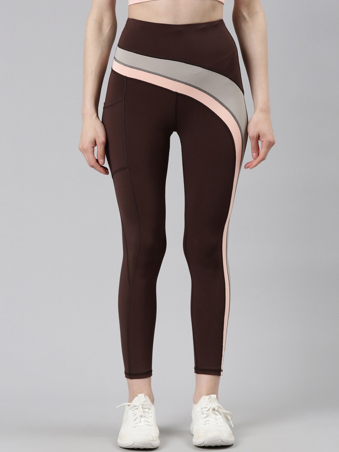

Enamor Women Dry Fit Antimicrobial High Waist Leggings, Brown