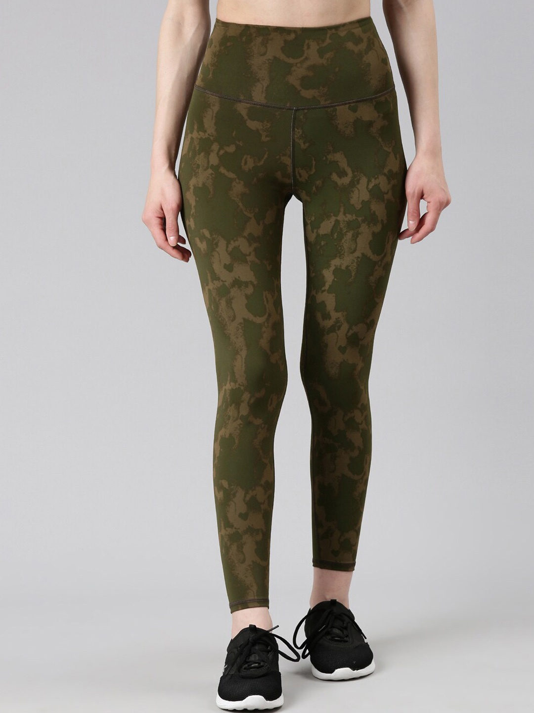 

Enamor Women Printed E-Dry Fit Antimicrobial High-Waist Training Tights, Green