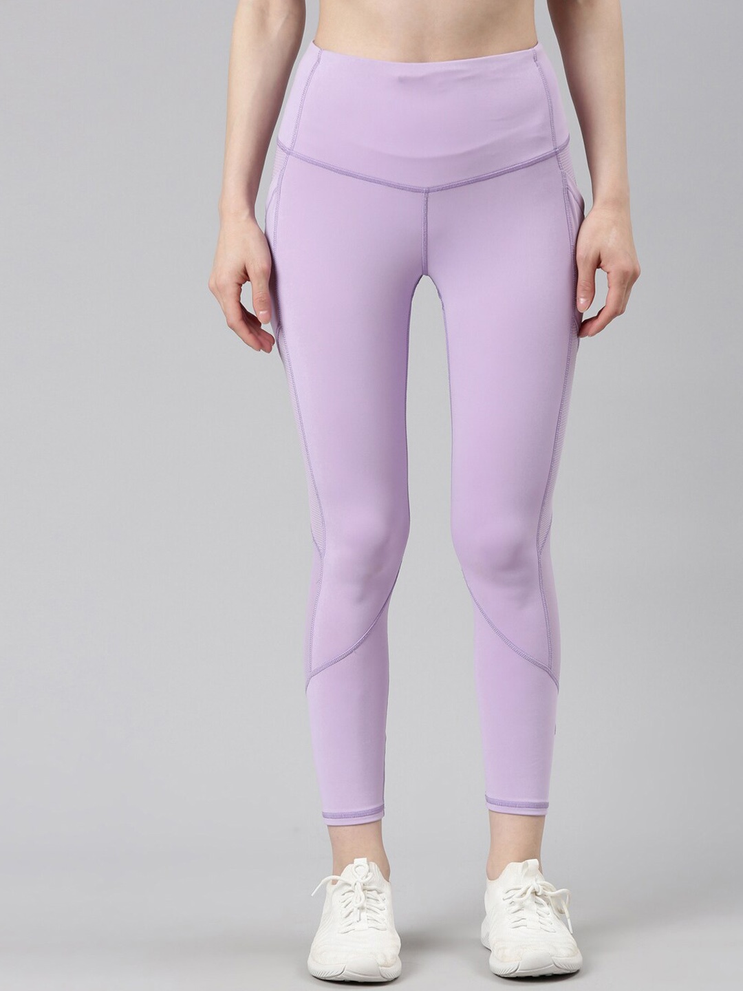 

Enamor Women Antimicrobial High-Rise Dry Fit Ankle-Length Gym Tights, Purple