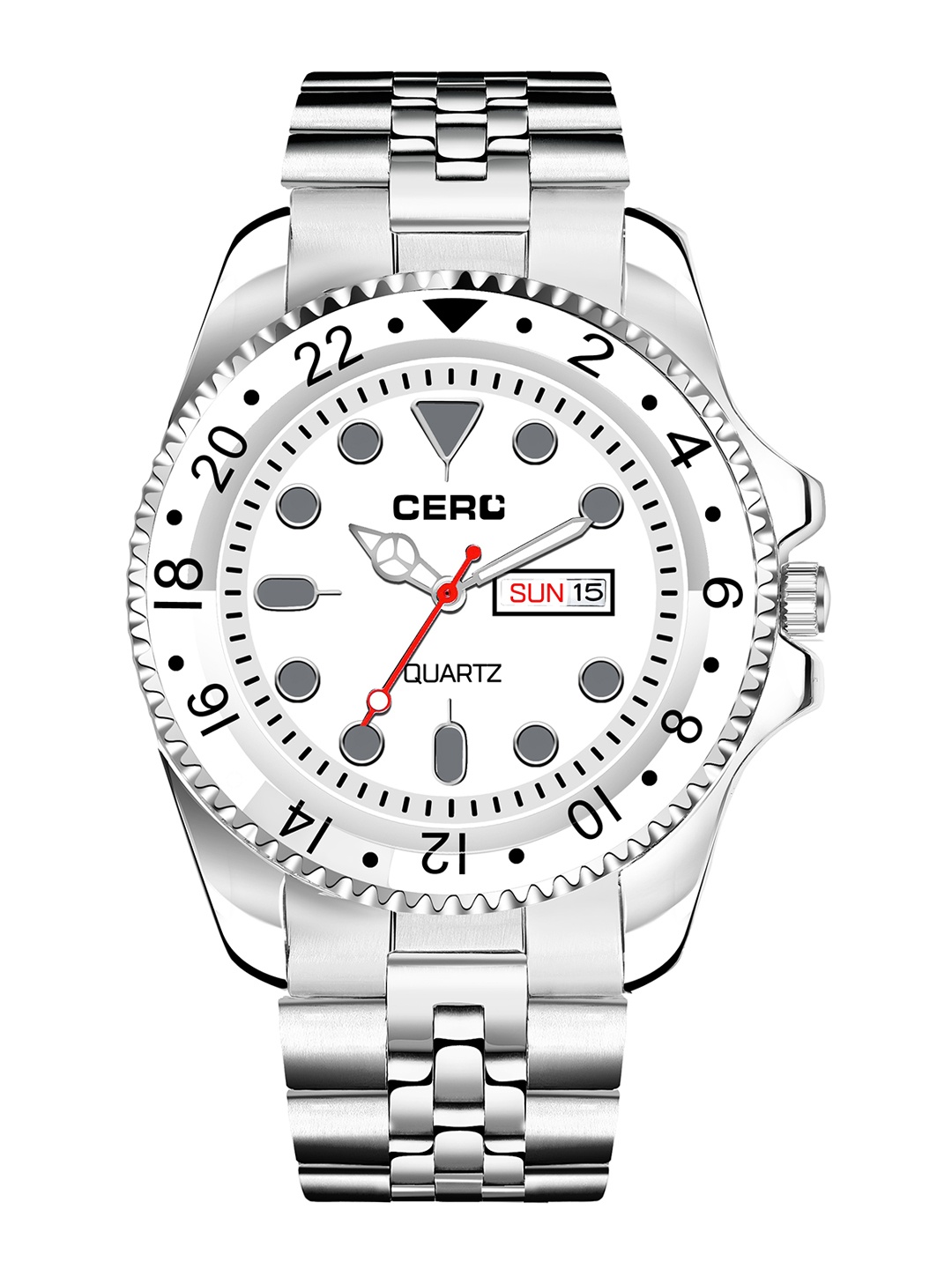 

CERO Printed Brass Dial & Stainless Steel Straps Analogue Watch AB205-Full-Silver, White