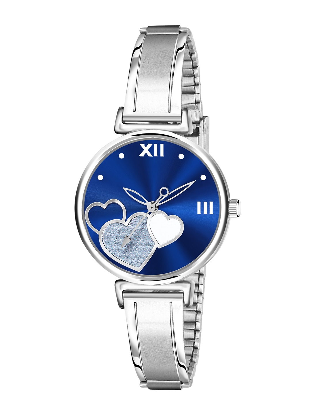 

CERO Brass Stainless Steel Bracelet Style Straps Analogue Watch AB65-Heart-Blue