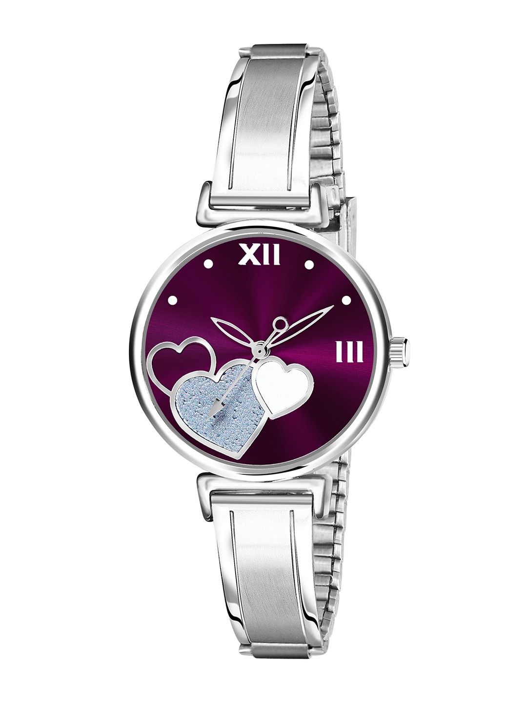 

CERO Brass Embellished Dial & Stainless Steel Bracelet Style Straps Analogue Watch AB65, Purple