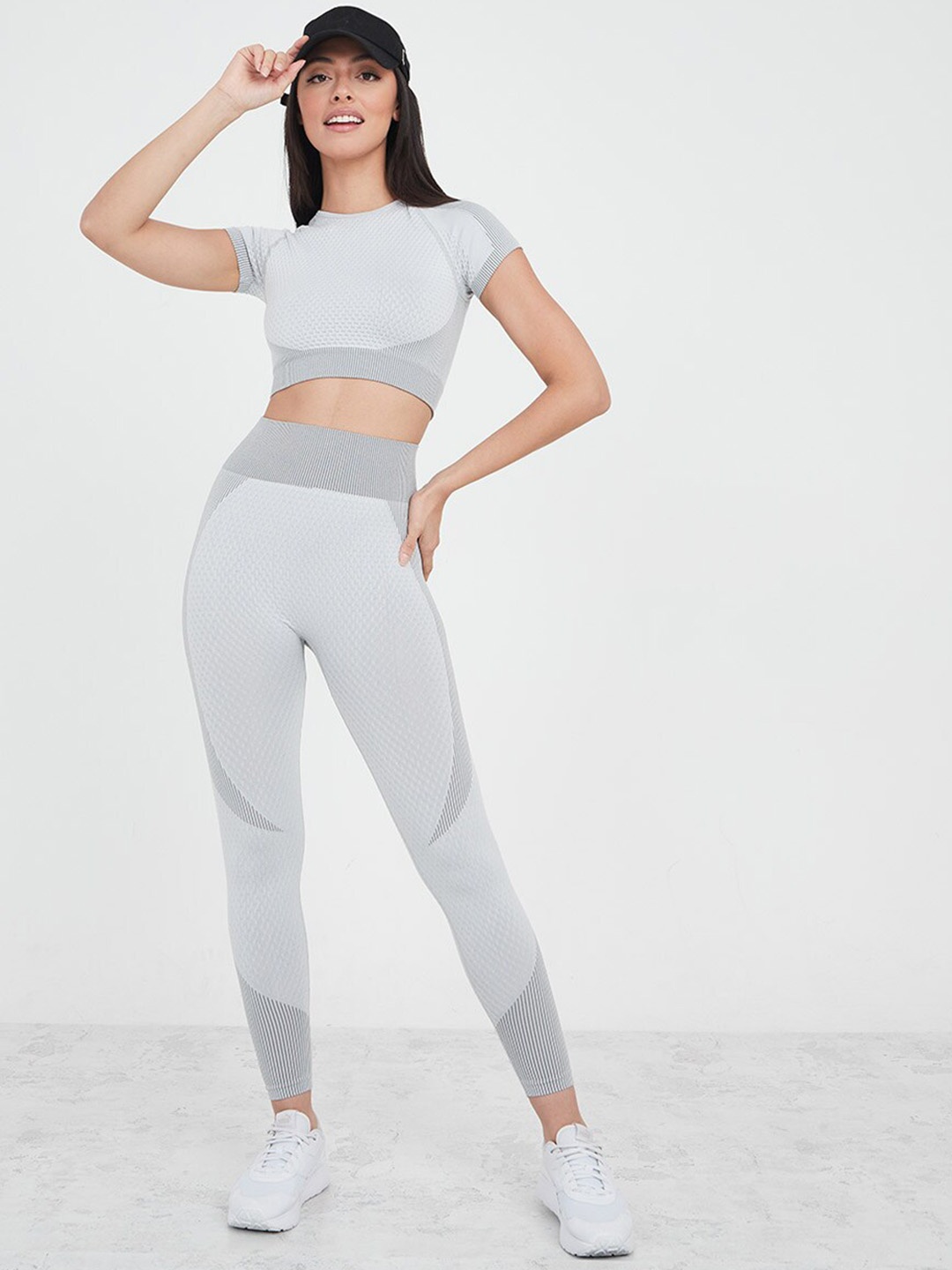 

Styli Self Designed Top & Leggings Co Ords, Grey
