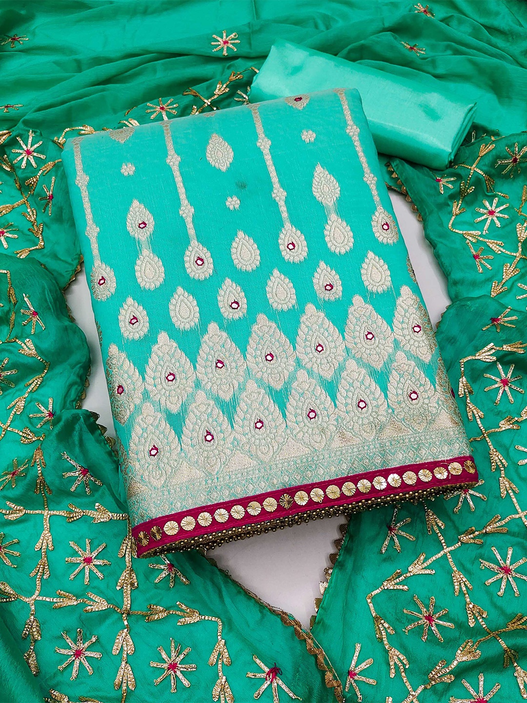

KALINI Unstitched Dress Material, Sea green