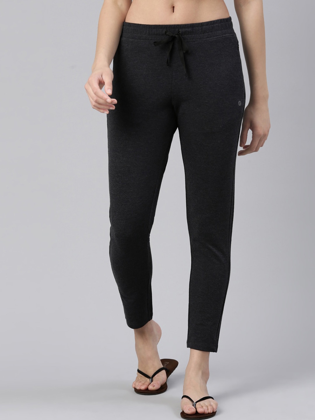 

Enamor Women Mid-Rise Tapered Lounge Slim Fit Pants, Charcoal