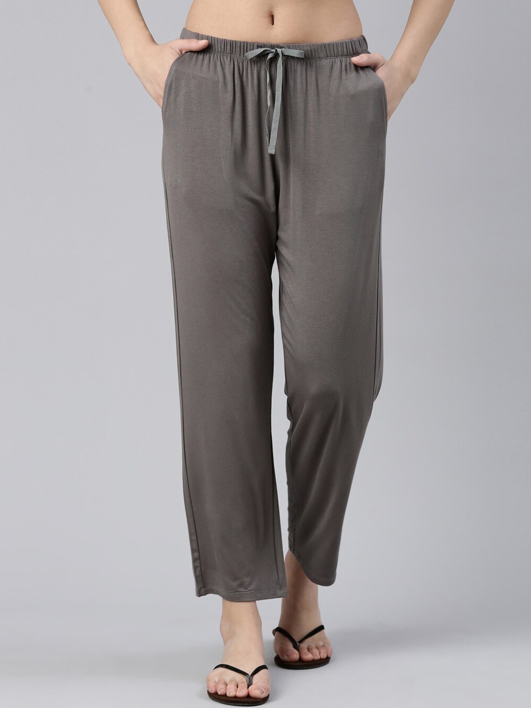 

Enamor Women Plus Size Mid-Rise Relaxed-Fit Straight Lounge Pants, Grey