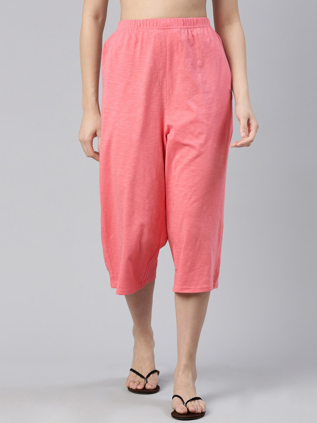 

Enamor Women High-Rise Pure Cotton Culotte Lounge Pants, Pink