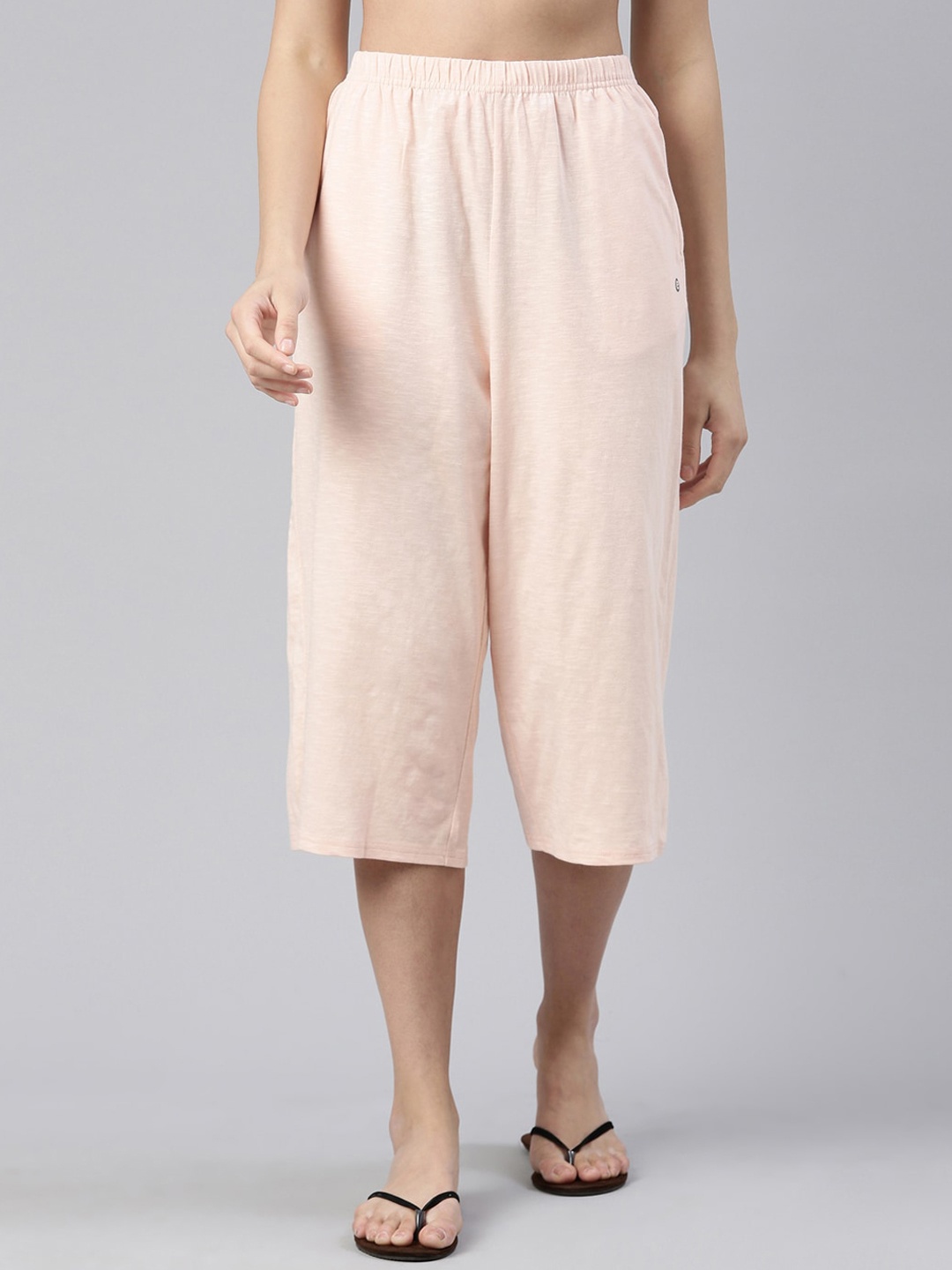 

Enamor Women Plus Size High-Rise Pure Cotton Culotte Lounge Pants, Pink