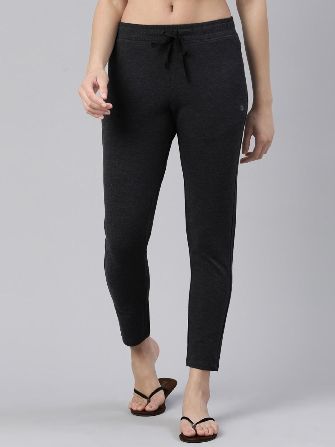 

Enamor Women Plus Size Mid Rise Slim Fit Tapered Lounge Pants, Grey