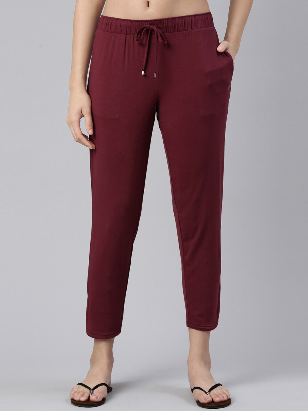 

Enamor Women Plus Size Mid-Rise Relaxed-Fit Straight Lounge Pants, Maroon