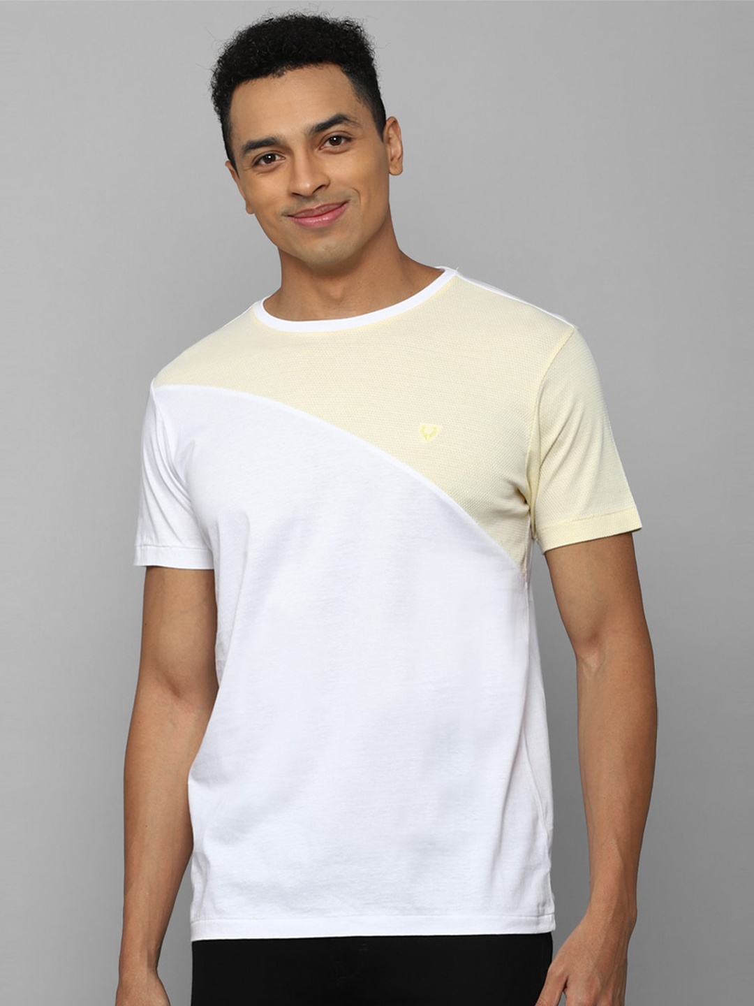 

Allen Solly Colourblocked Pure Cotton Slim Fit T-shirt, White