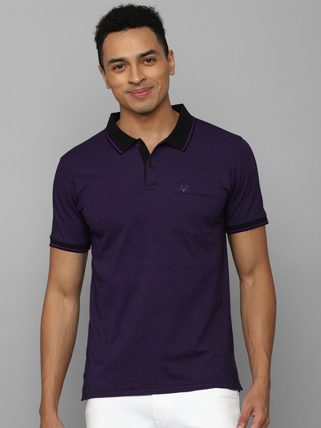 

Allen Solly Polo Collar Pure Cotton T-shirt, Navy blue