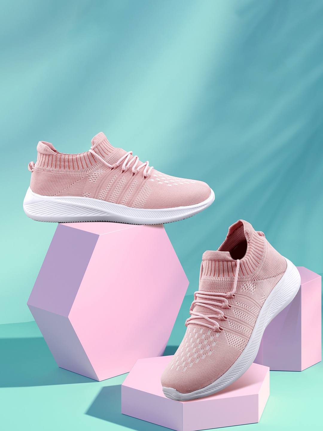 

KRAASA Women Mesh Walking Sports Shoes, Peach