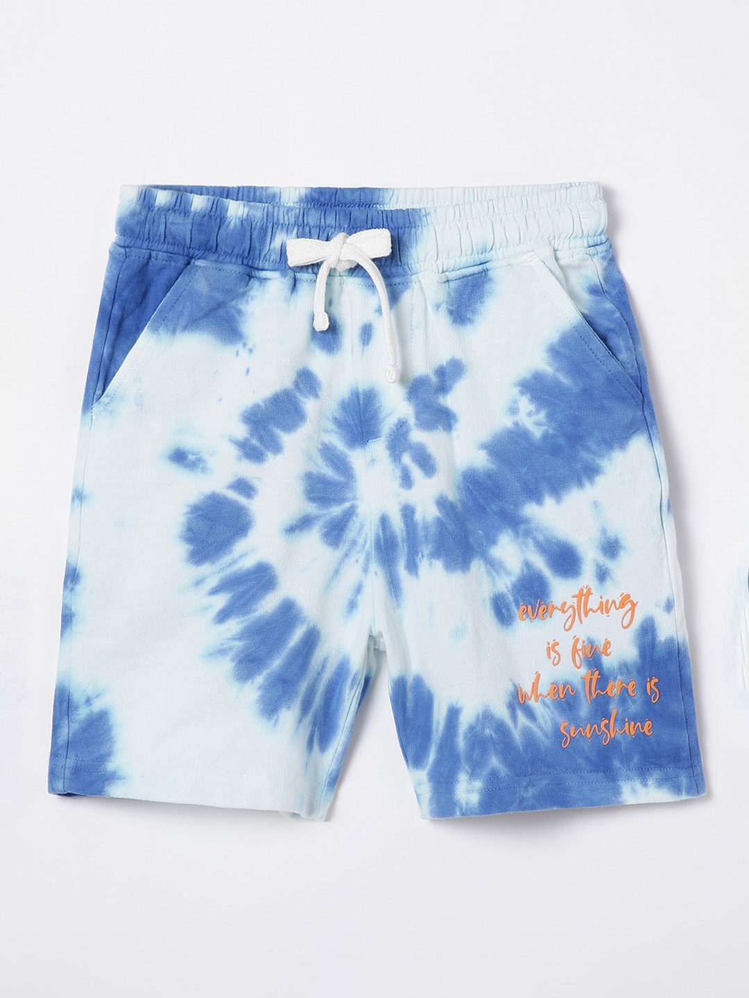 

Fame Forever by Lifestyle Boys Tie & Dye Mid-Rise Cotton Shorts, Blue