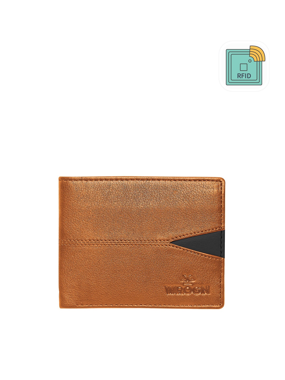 

WROGN Men Leather Two Fold Wallet, Tan