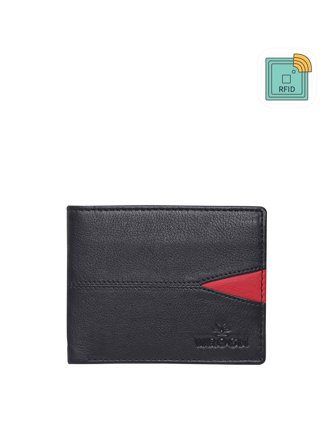 

WROGN Men Leather Two Fold Wallet, Black