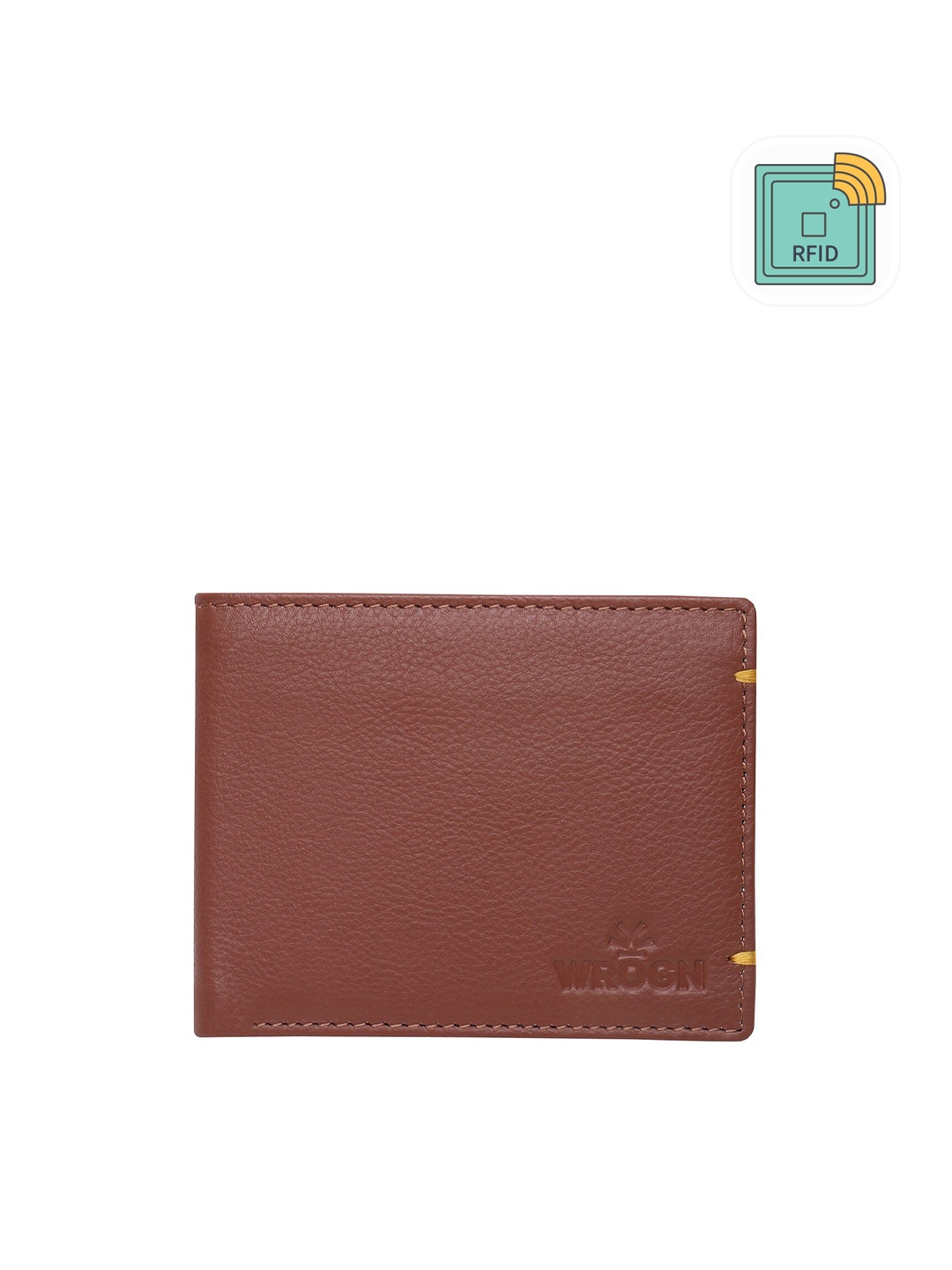 

WROGN Men Leather RFID Two Fold Wallet, Tan