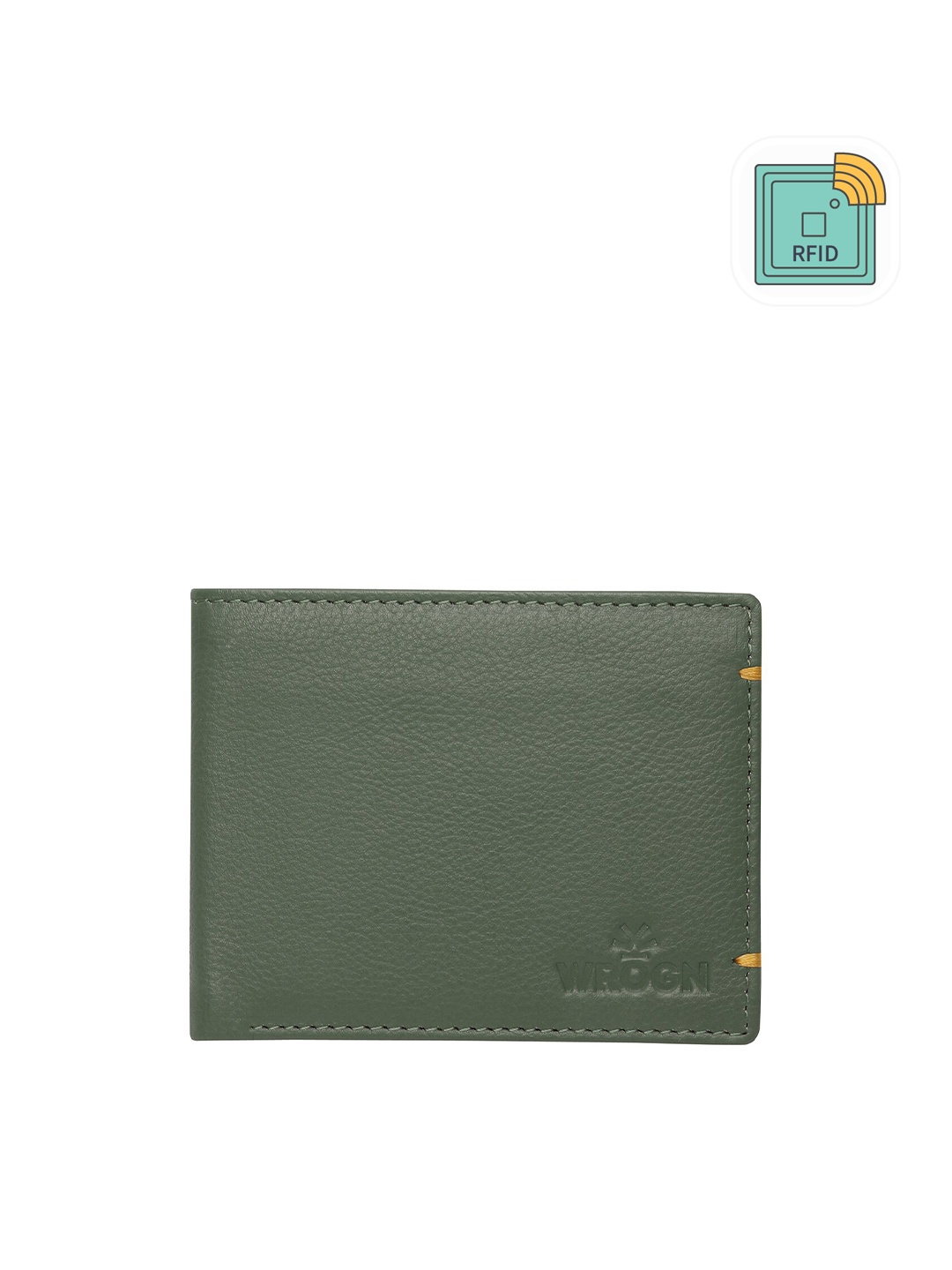 

WROGN Men Leather Two Fold Wallet, Olive