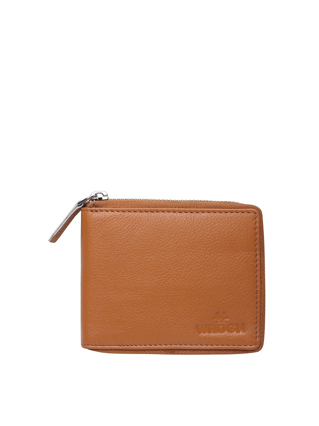 

WROGN Men Leather Two Fold Wallet, Tan