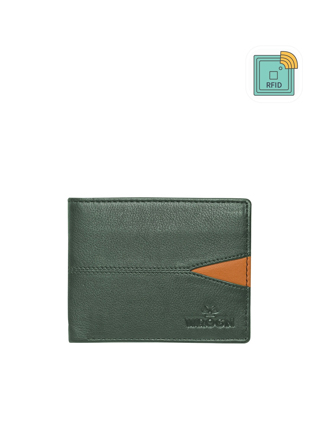 

WROGN Men Leather Two Fold Wallet, Olive