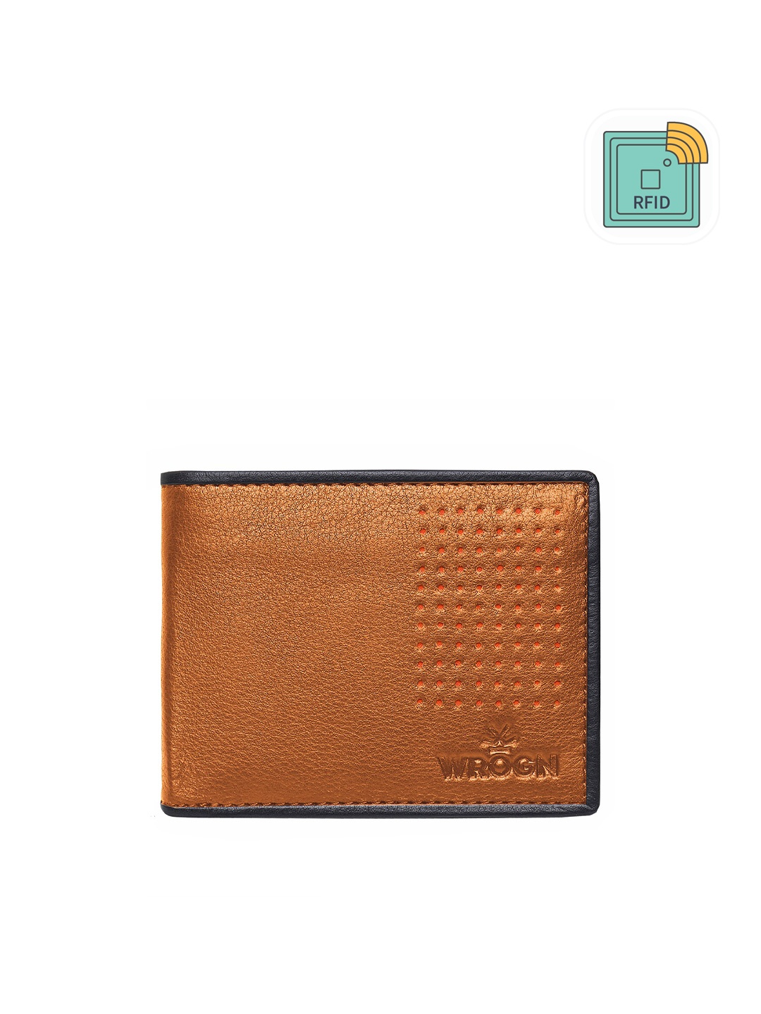 

WROGN Men Textured Leather Two Fold Wallet, Tan