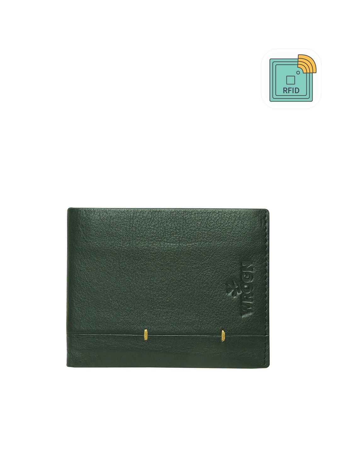 

WROGN Men Leather Two Fold Wallet, Olive