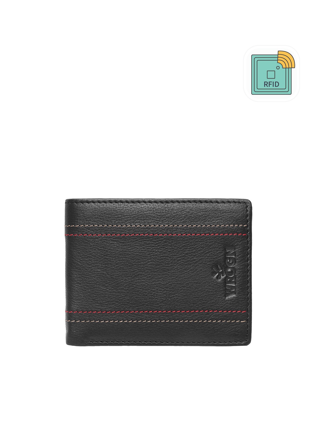 

WROGN Men Leather Two Fold Wallet, Black